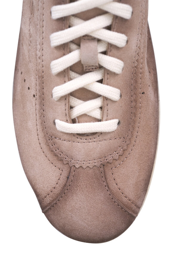 Santoni Yorker Beige Lace Up Suede Sneaker - view 4
