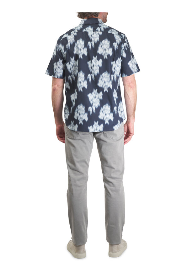 Vince Blue Rose Print Short Sleeve Sport Shirt - view 4