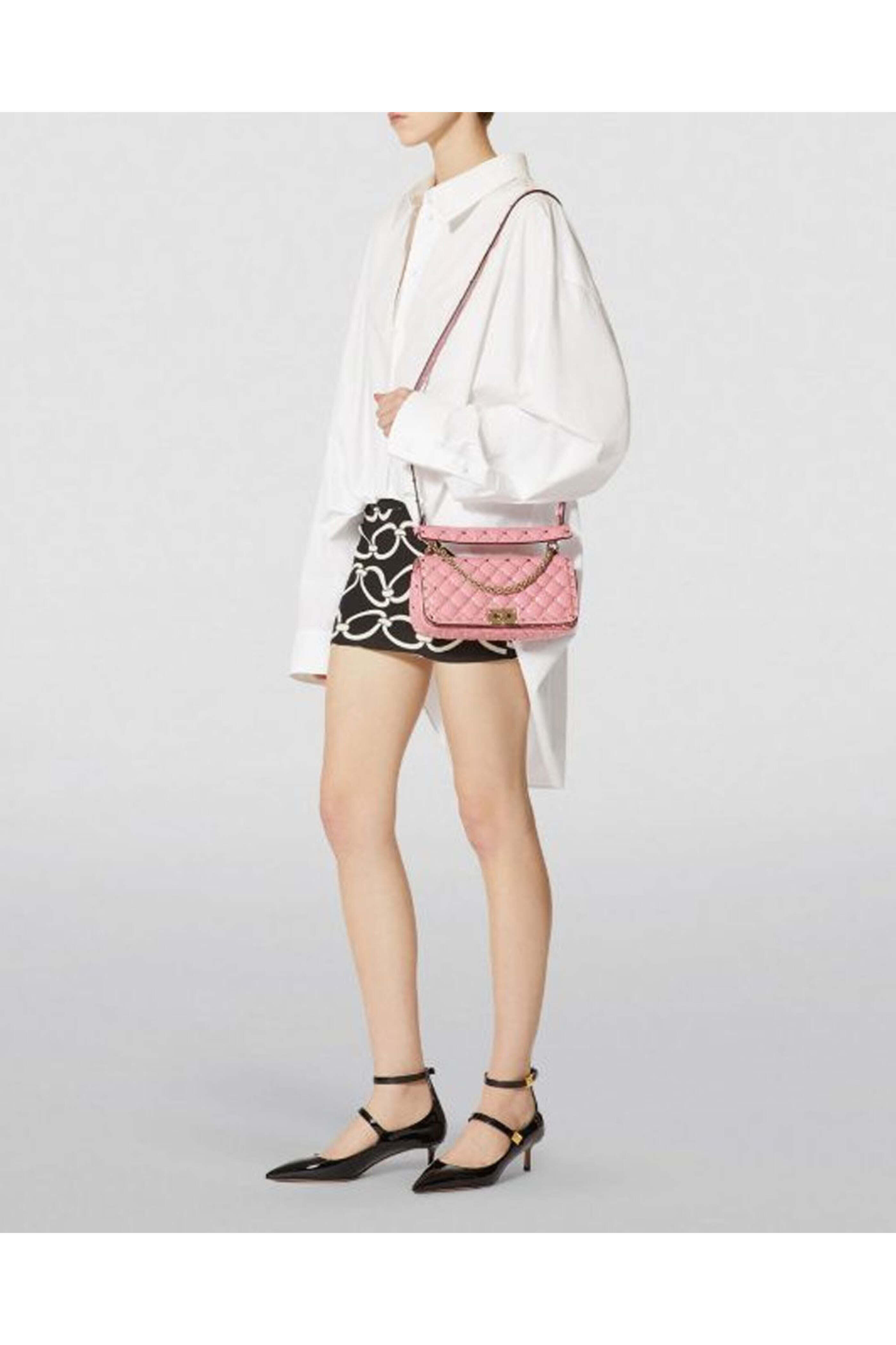 Valentino Garavani - Rockstud Spike Calfskin Shoulder Bag in Candy Rose