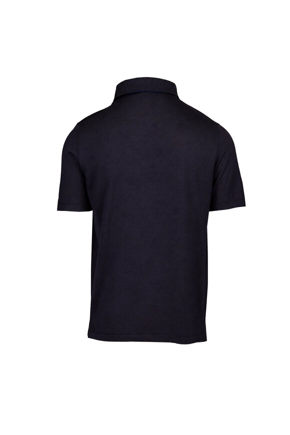 Cesare Attolini Navy Blue & Cobalt Cashmere Polo - view 2