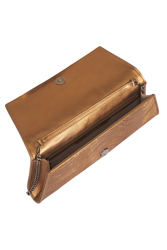 Akris Small Anouk Bronze Wavy Leather Chain Clutch - view 4