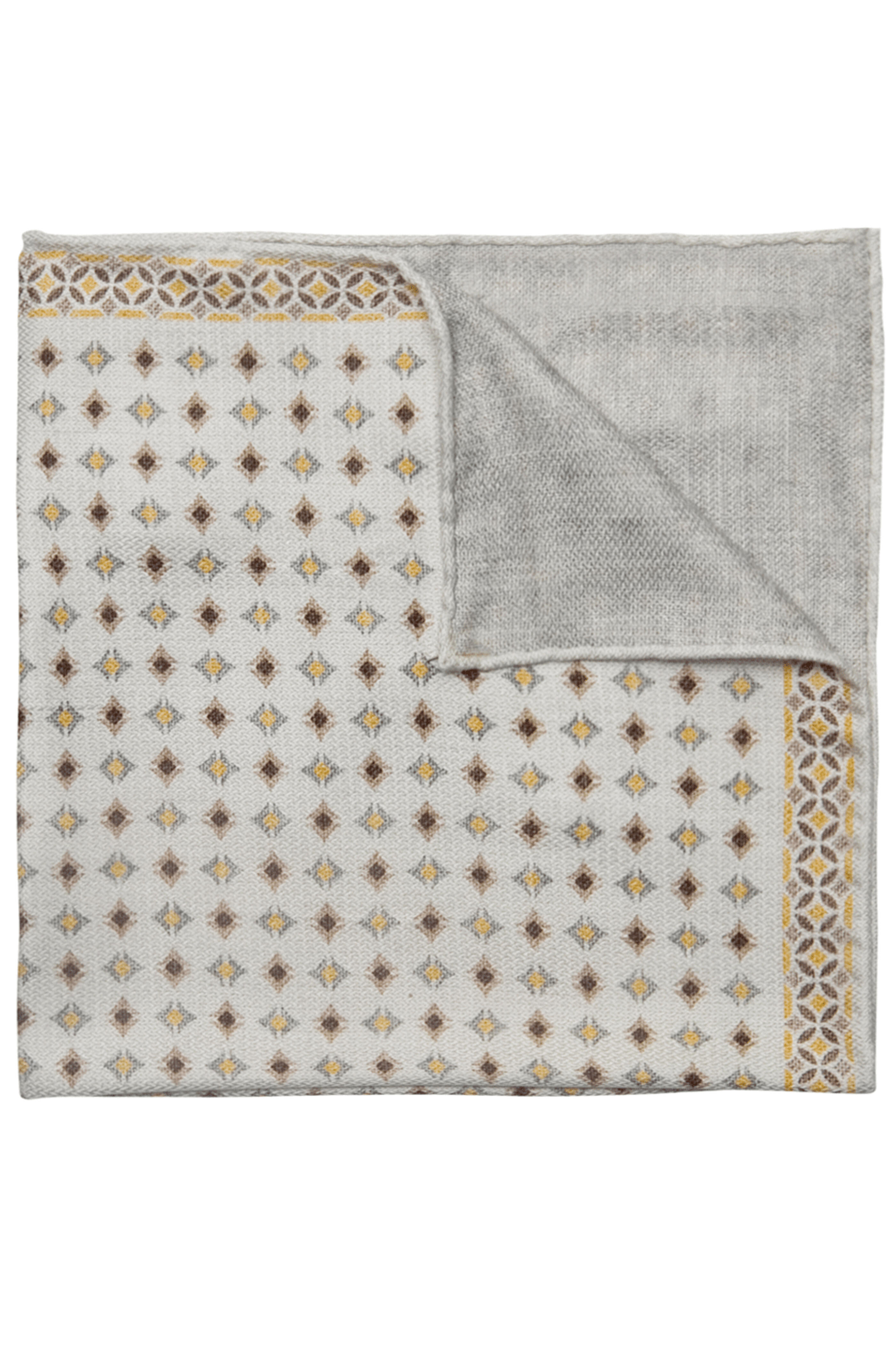 Brunello Cucinelli - White and Yellow Neat Diamond Pocket Square