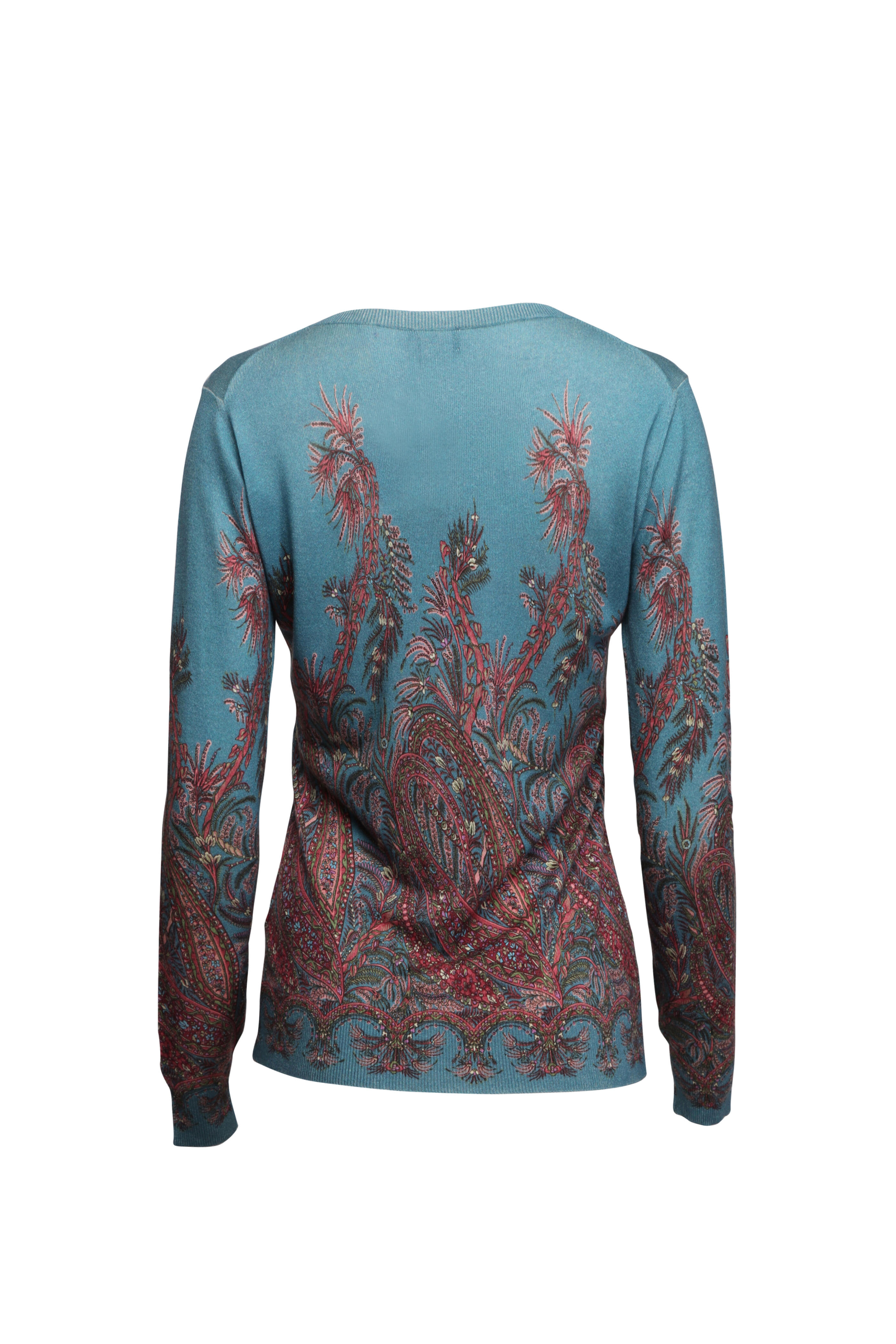 Etro - Teal Blue Paisley Knit Top