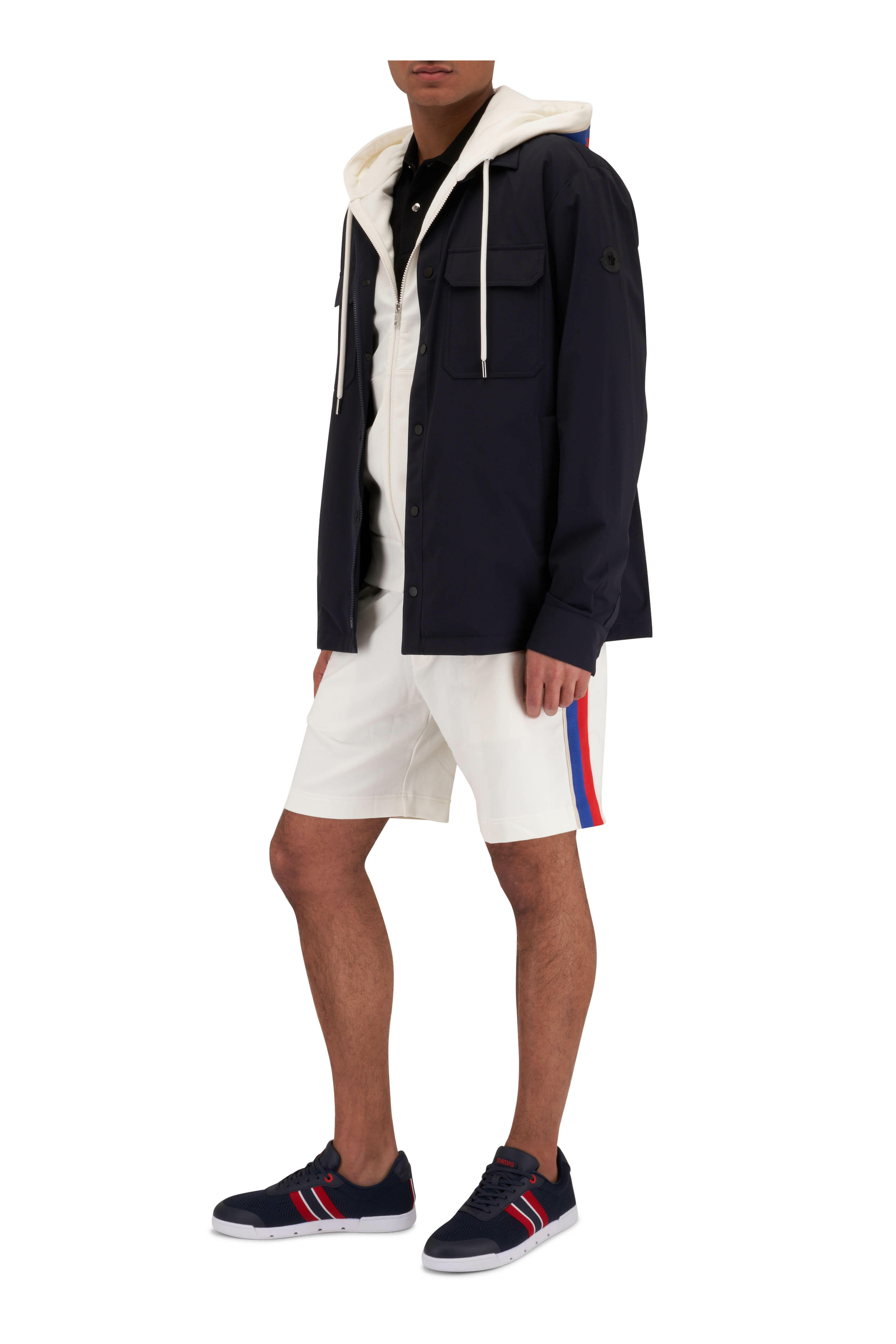 Moncler White Full Zip Striped Hoodie Mitchell Stores