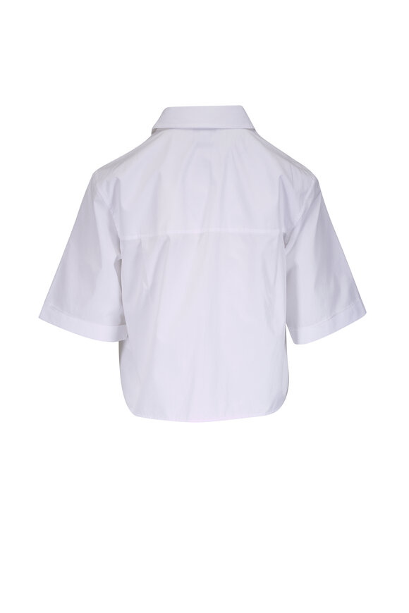 Vince White Scallop Detail Cotton Button Front Shirt - view 5