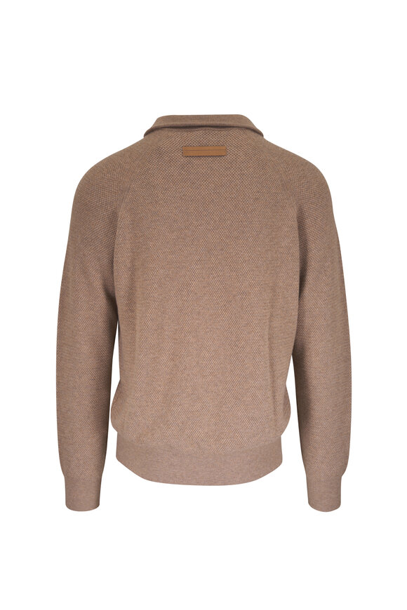 Zegna Oasi Beige Cashmere Quarter Zip Pullover - view 2