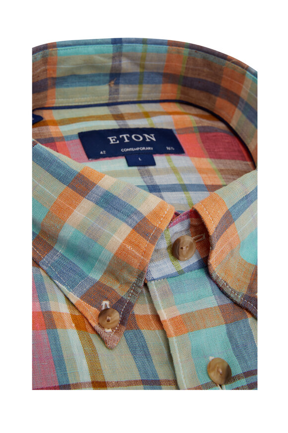 Eton - Multi Color Plaid Linen Sport Shirt