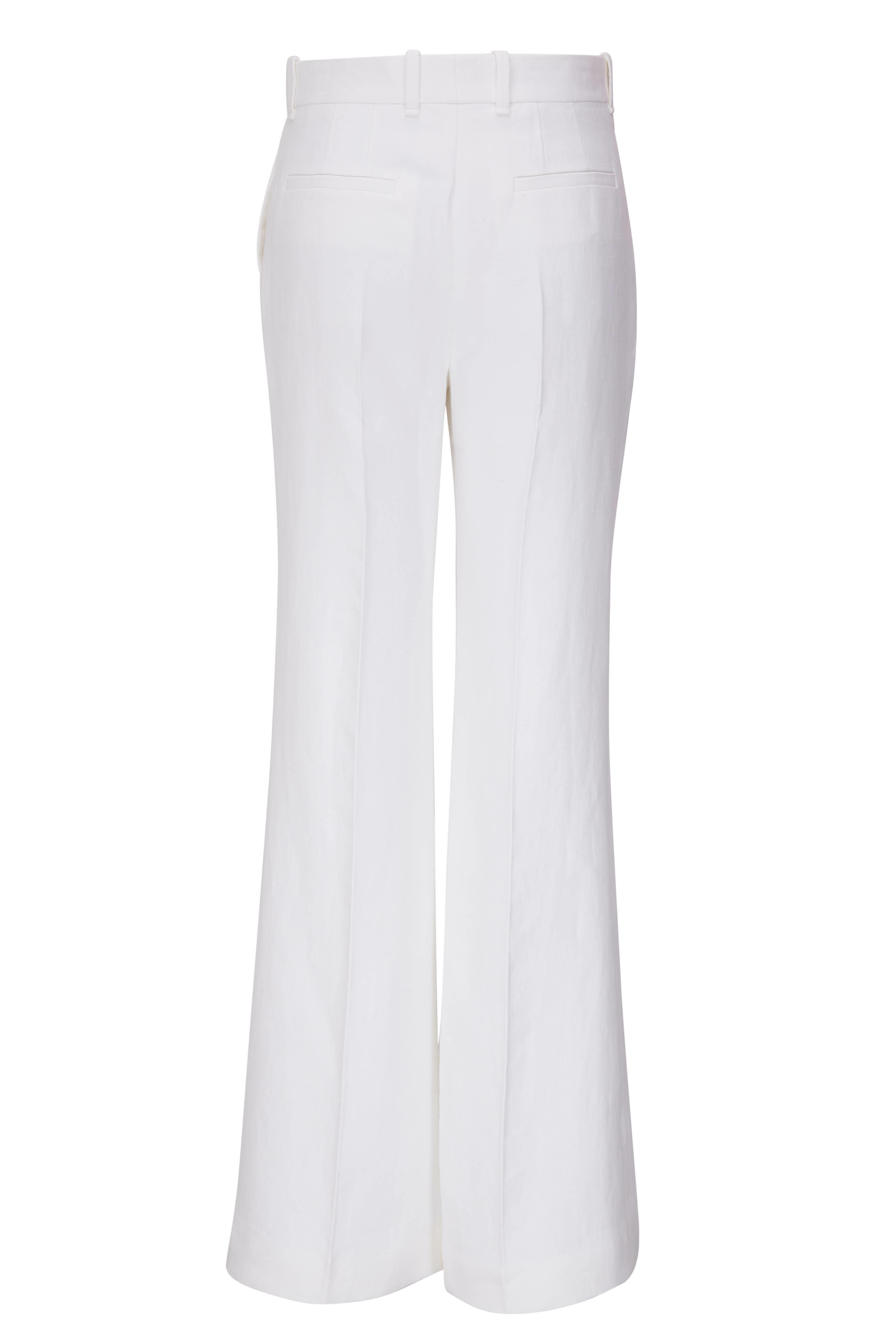 Chloé - Double Linen White Flared Pant | Mitchell Stores