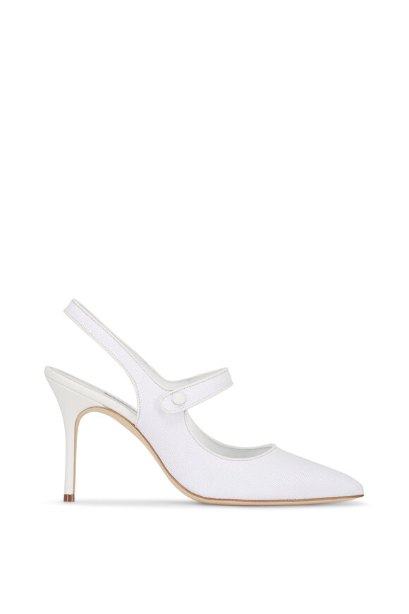 Manolo Blahnik Camparisli White Raffia Pump, 90mm - view 2