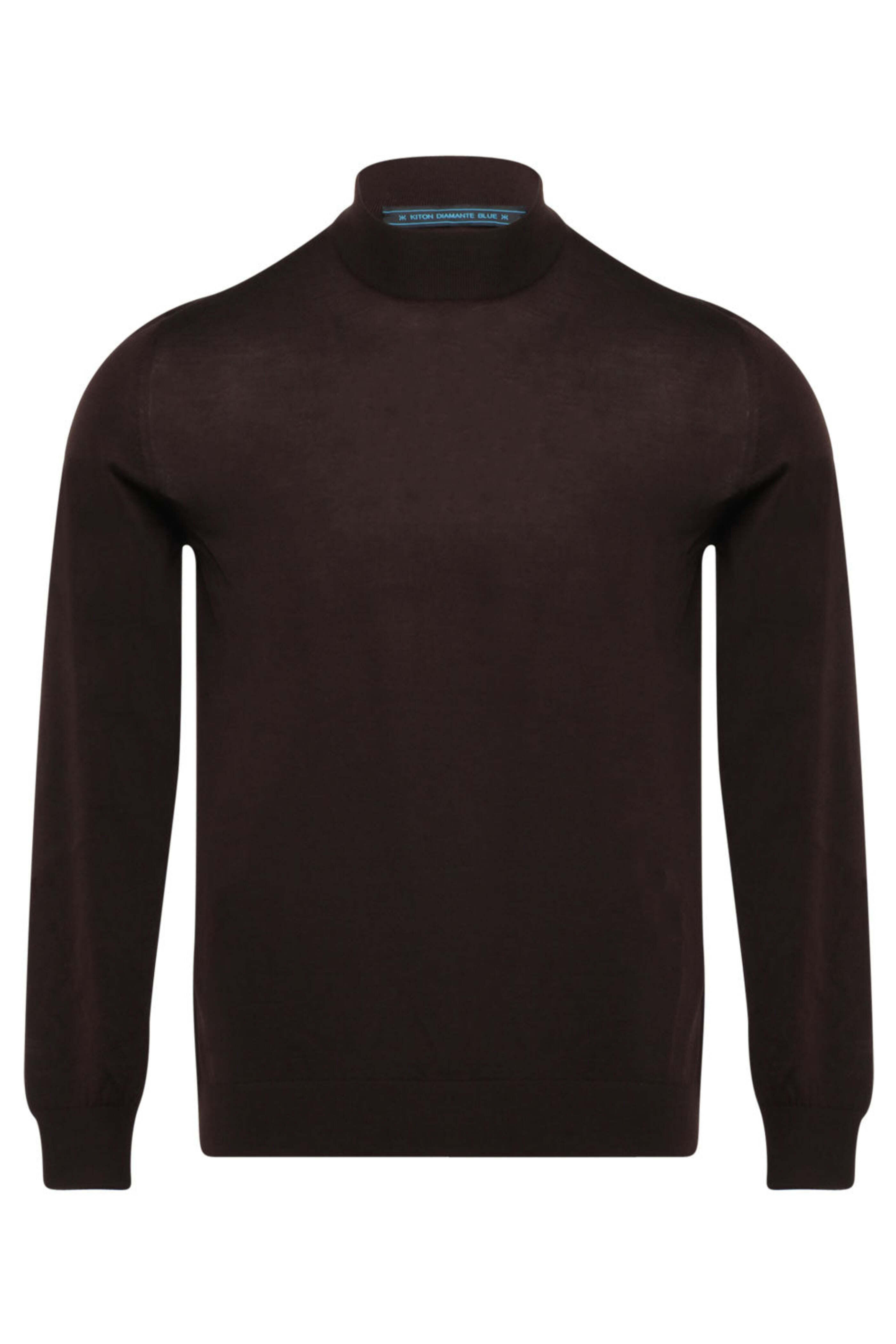 Kiton - Chocolate Mock Neck Knit Sweater