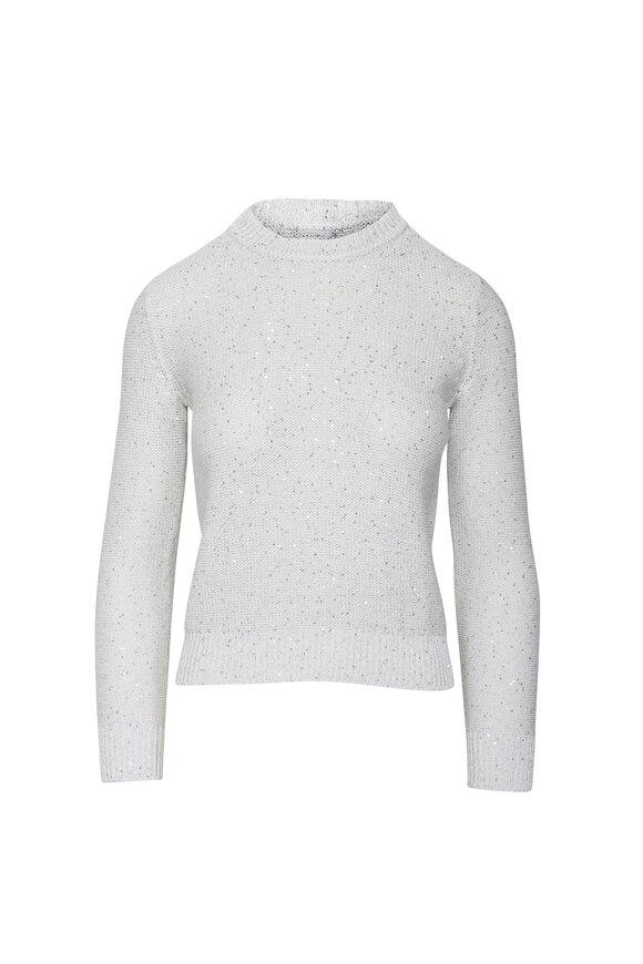Akris Ecru Sequin Crewneck Sweater