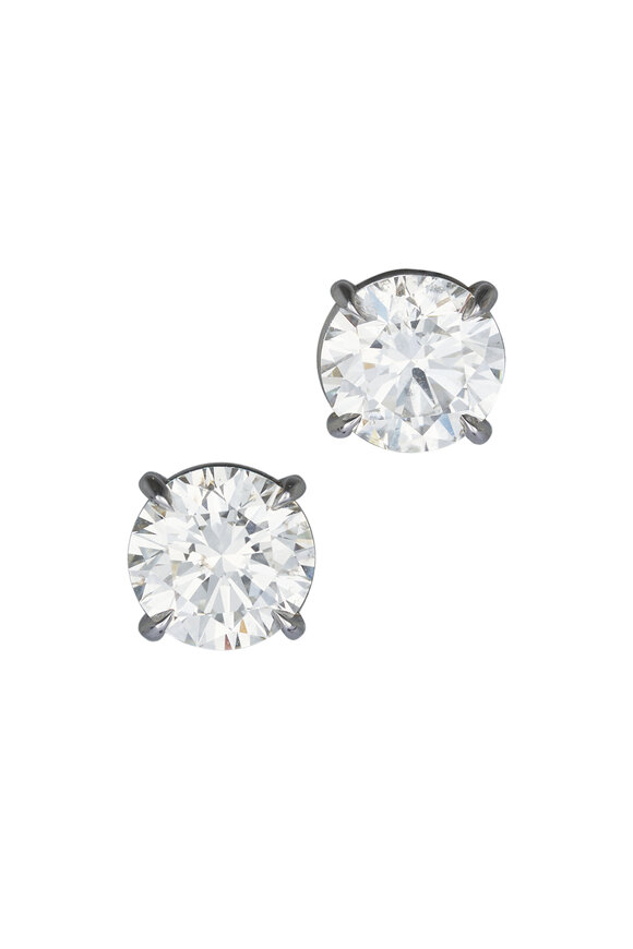 Louis Newman Platinum Diamond Studs - view 1
