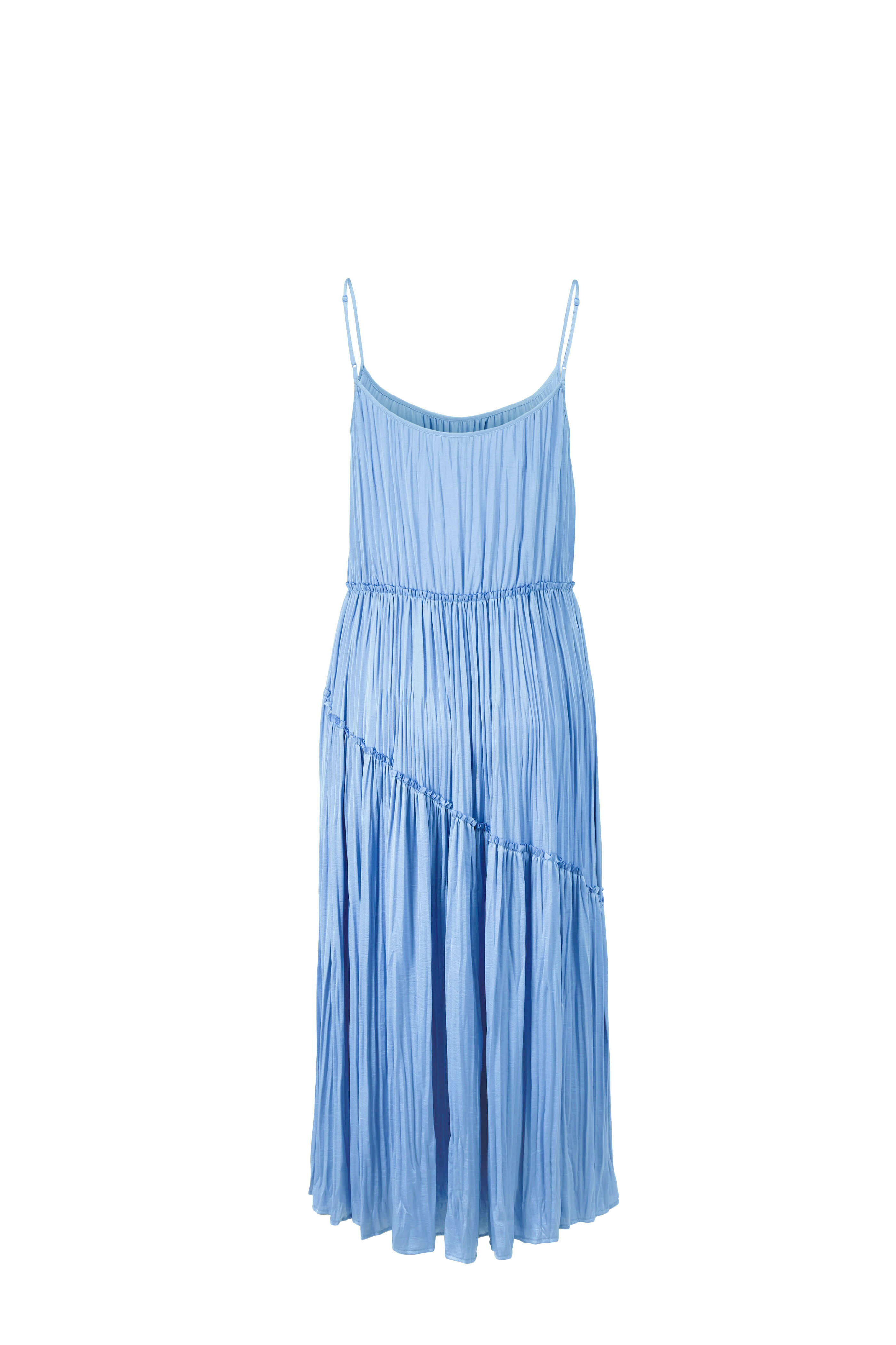accessorize blue dress SANTORINI RAYON RUFFLE CUT OUT ASYMMETRIC COCKTAIL MAXI DRESS main image 1