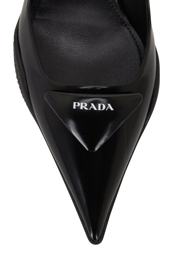 Prada - Black Patent Leather Pointed Slingback, 45mm