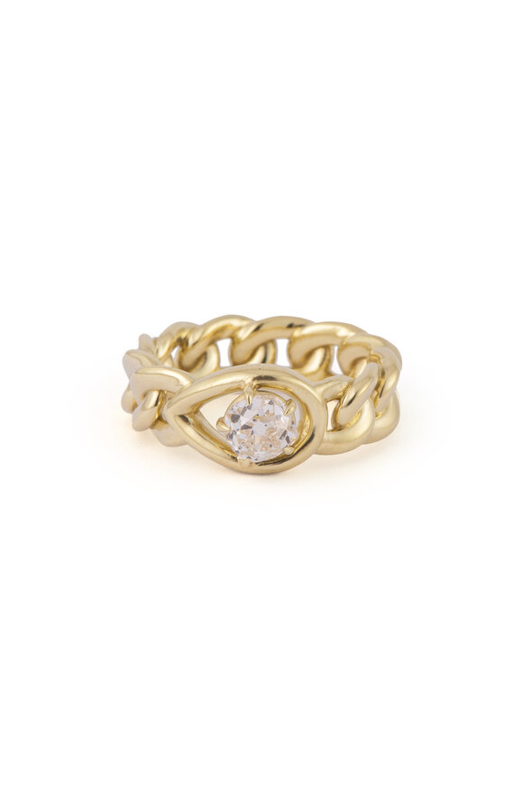 Sylva & Cie 18k Yellow Gold Diamond Chain Link Ring - view 1