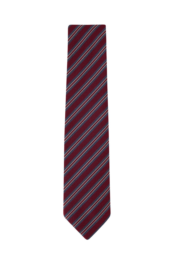 Charvet - Burgundy Diagonal Stripe Necktie