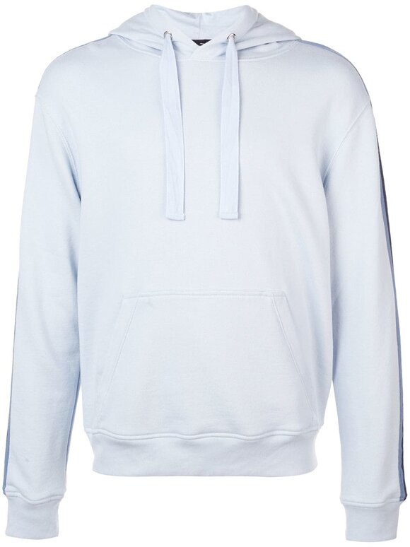 A T M - Powder Blue Striped Detail French Terry Hoodie