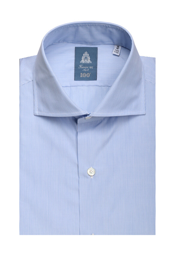 Finamore White & Blue Stripe Dress Shirt