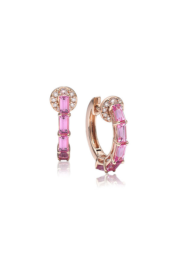 Nam Cho Pink Sapphire & Diamond Hoop Earrings 