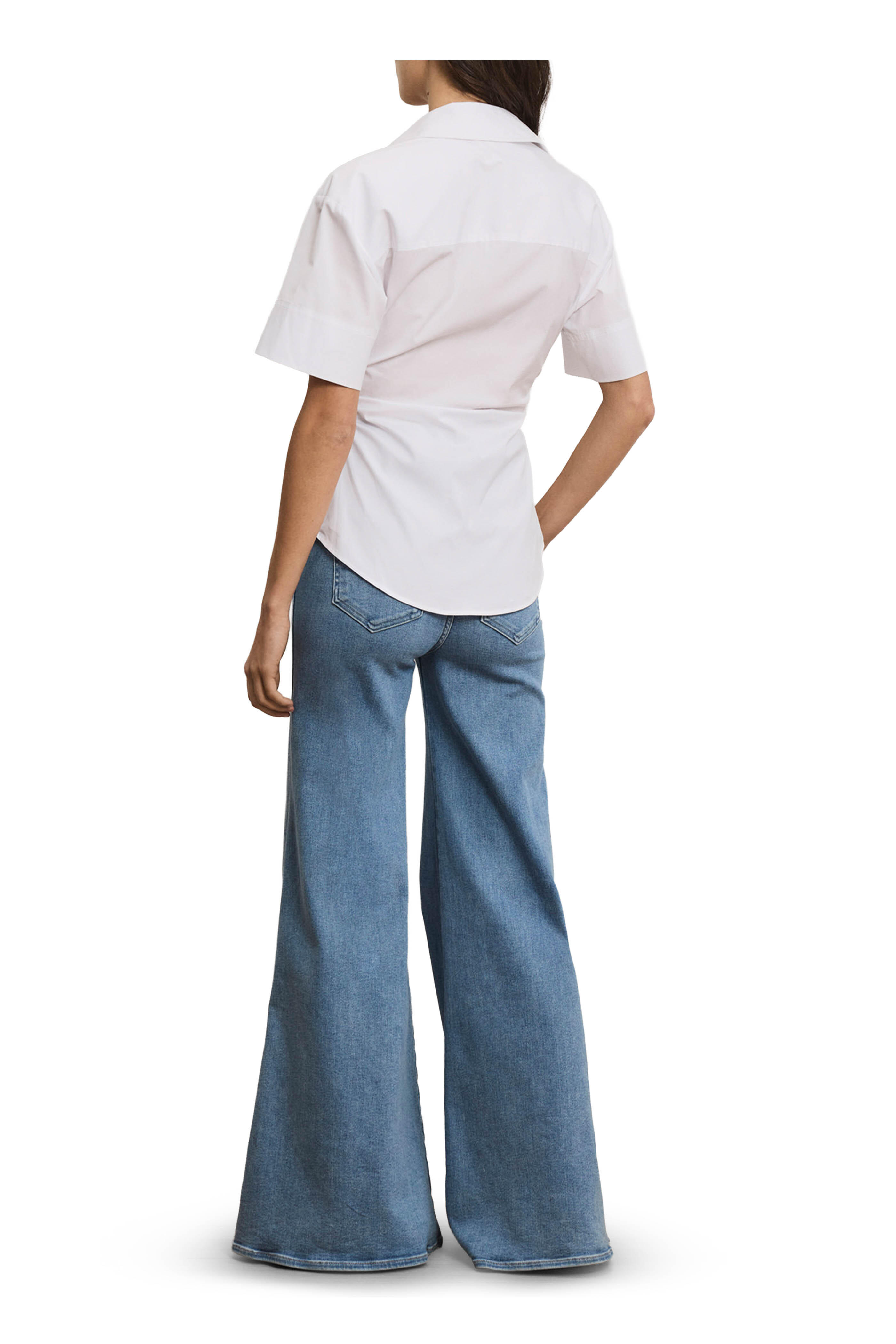 Veronica Beard - Devra White Stretch Cotton Ruched Poplin Top - view 2