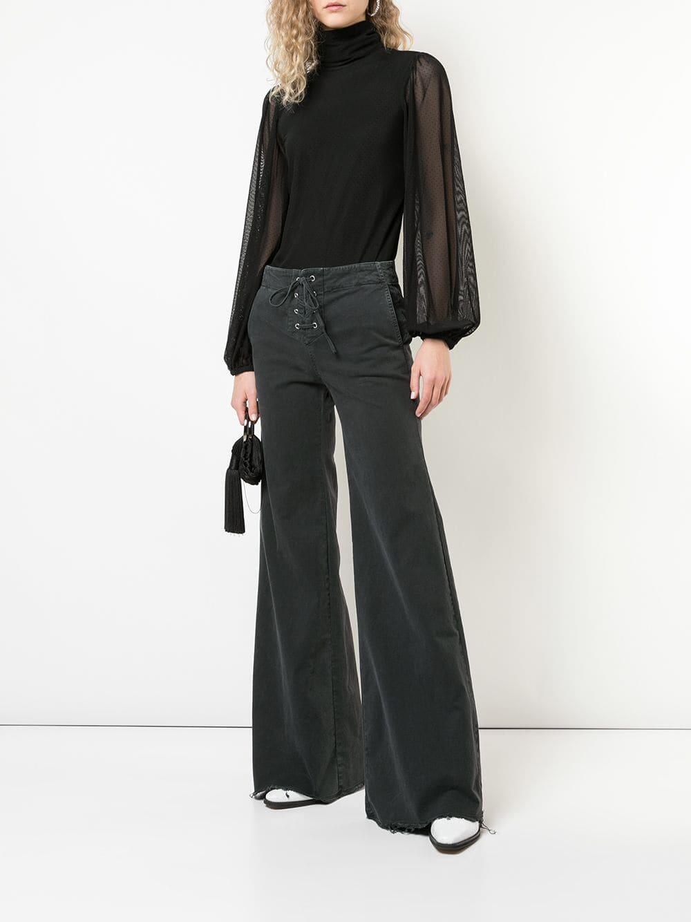 Nili Lotan - Lennon Carbon Lace-Up Wide Leg Jean