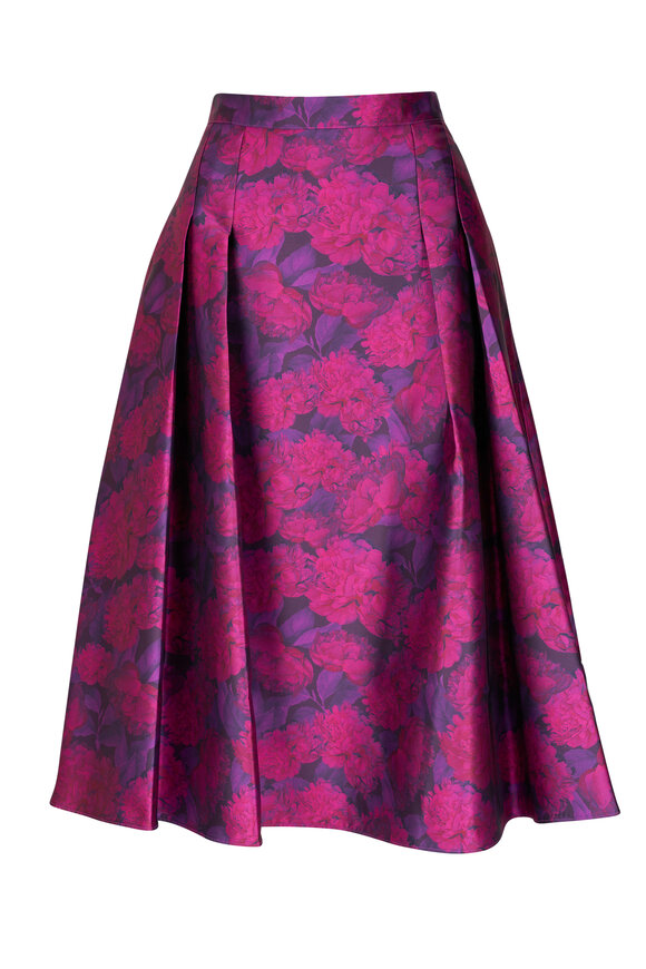 Sachin + Babi - Lydia Magenta Bloom Print Mikado Skirt 