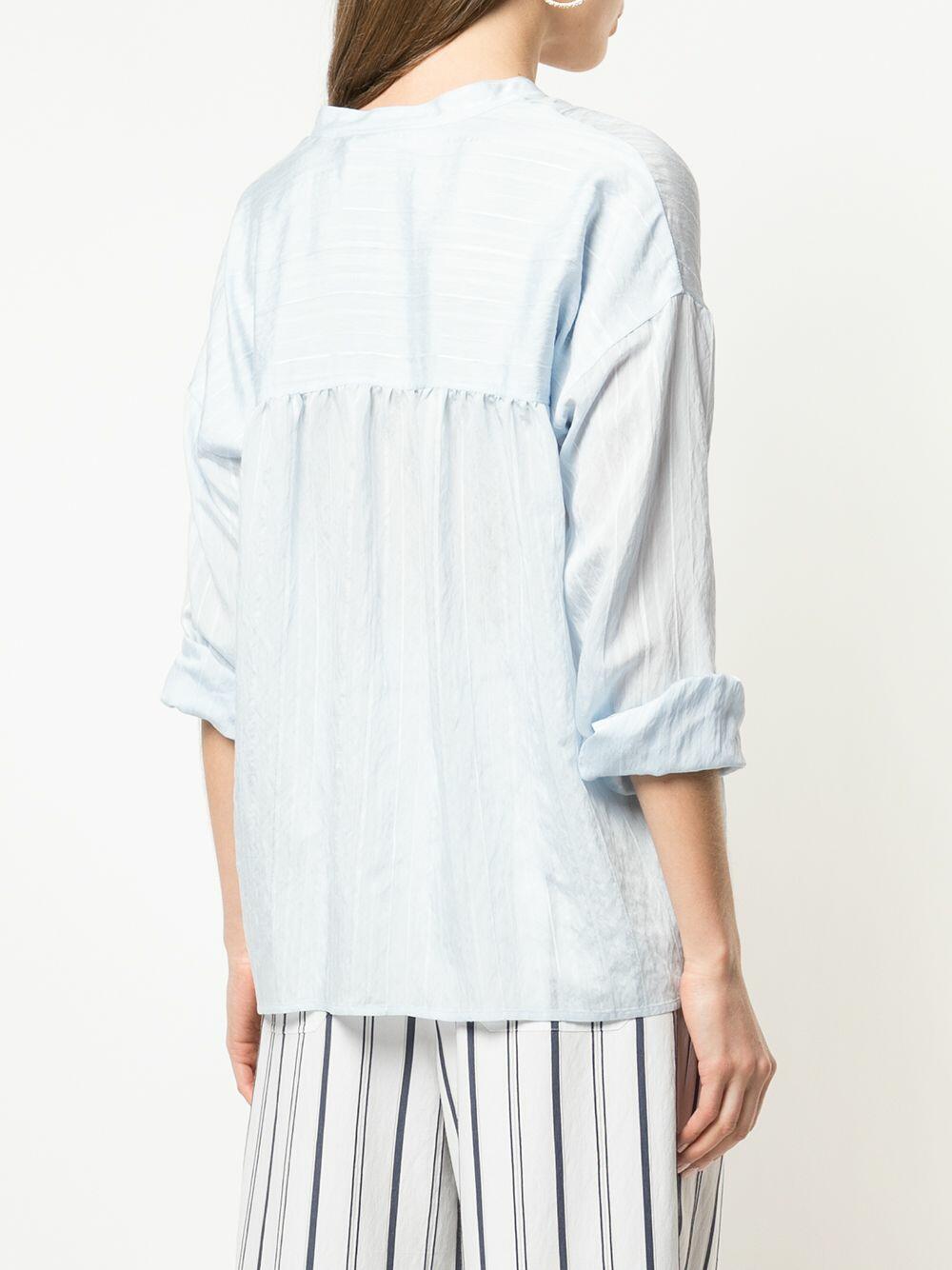Vince - Powder Blue Striped Drape Blouse
