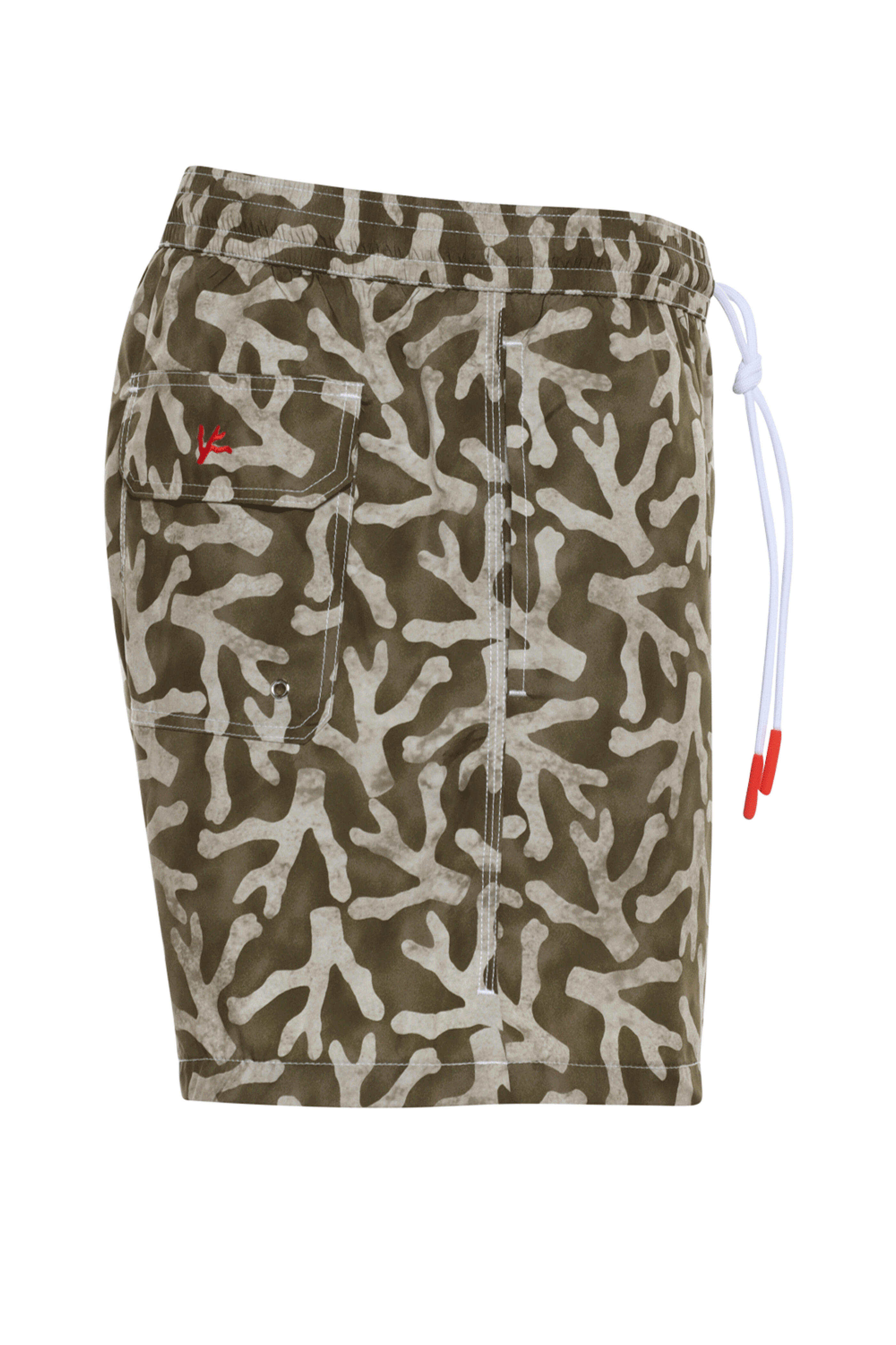 Isaia - Green Coral Signature Print Swim Short