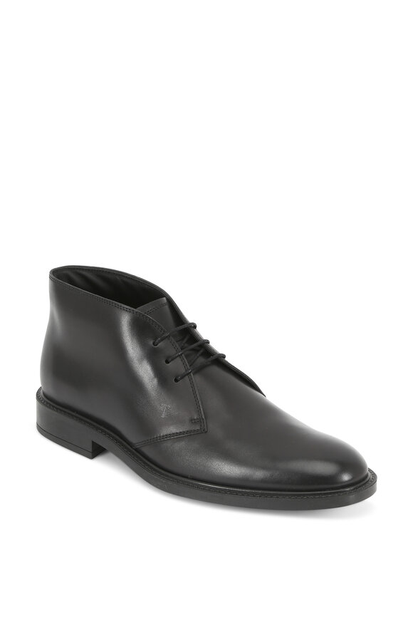 Tod's - Gomma Black Leather Lace-Up Boot