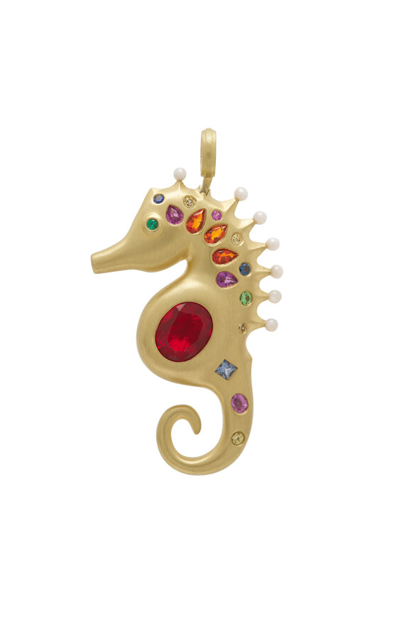 Leigh Maxwell - Large Seahorse Multi Gem Pendant 