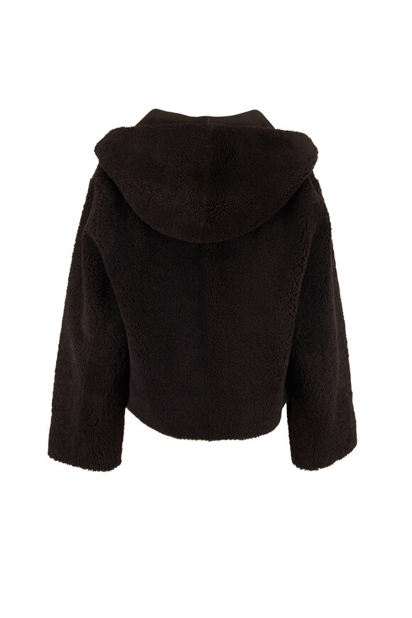 The Row - Lilou Espresso Shearling Hooded Jacket