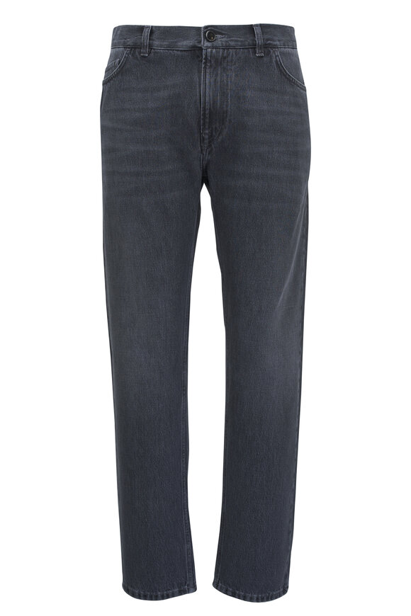 Isaia Gray Cotton Denim Five Pocket Jean