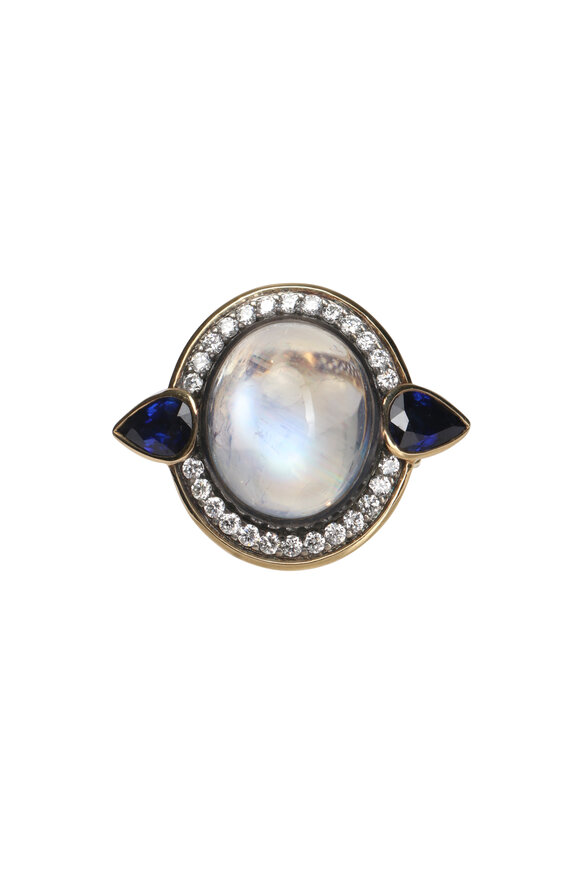 Ray Griffiths Moonstone & Sapphire North South Ring