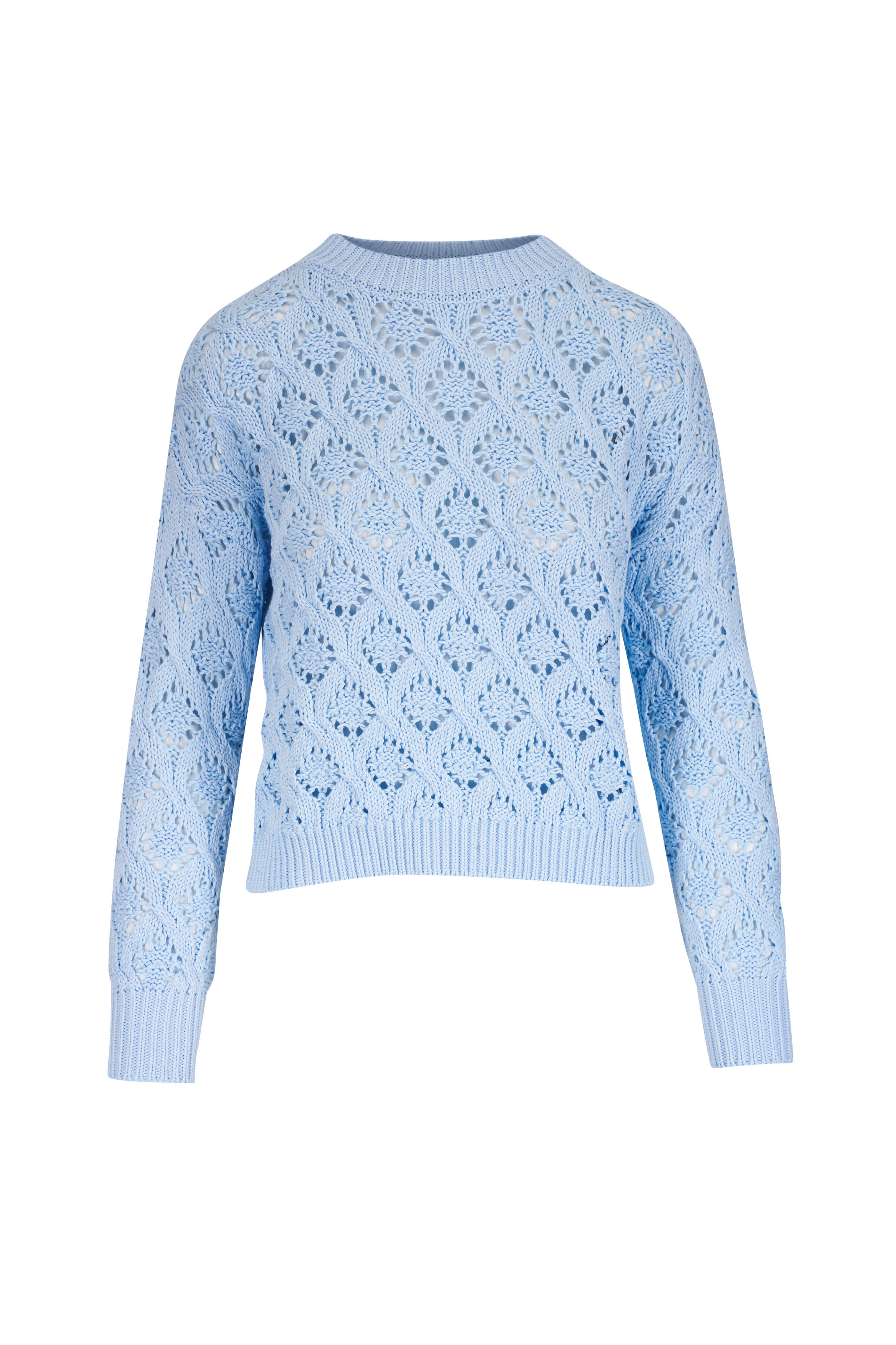 Kinross - Openwork Sky Blue Crewneck Sweater