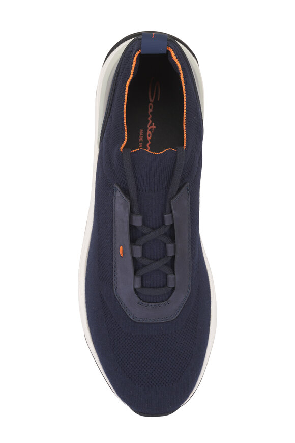 Santoni Blue Knit Stretch Sneaker - view 3