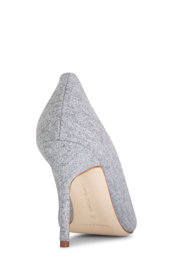 Manolo Blahnik - BB Light Gray Wool Pump, 90mm