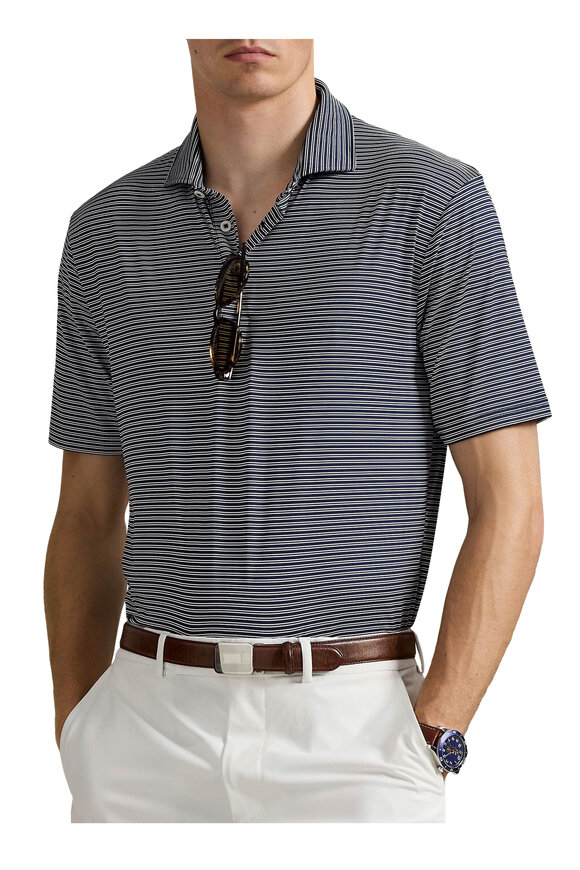 RLX Ralph Lauren Airflow Navy & White Stripe Jersey Polo - view 2