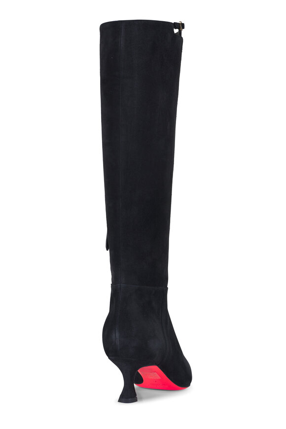 Santoni Sabine Black Suede Tall Boot, 55mm - view 4