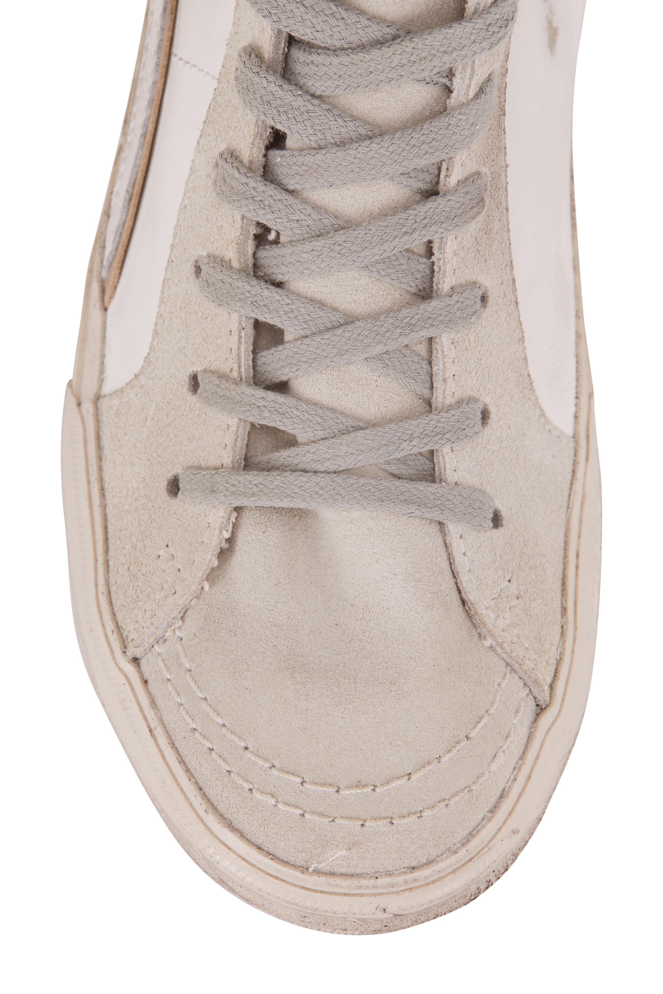 Golden Goose - Slide White & Gray Leather High Top Sneaker
