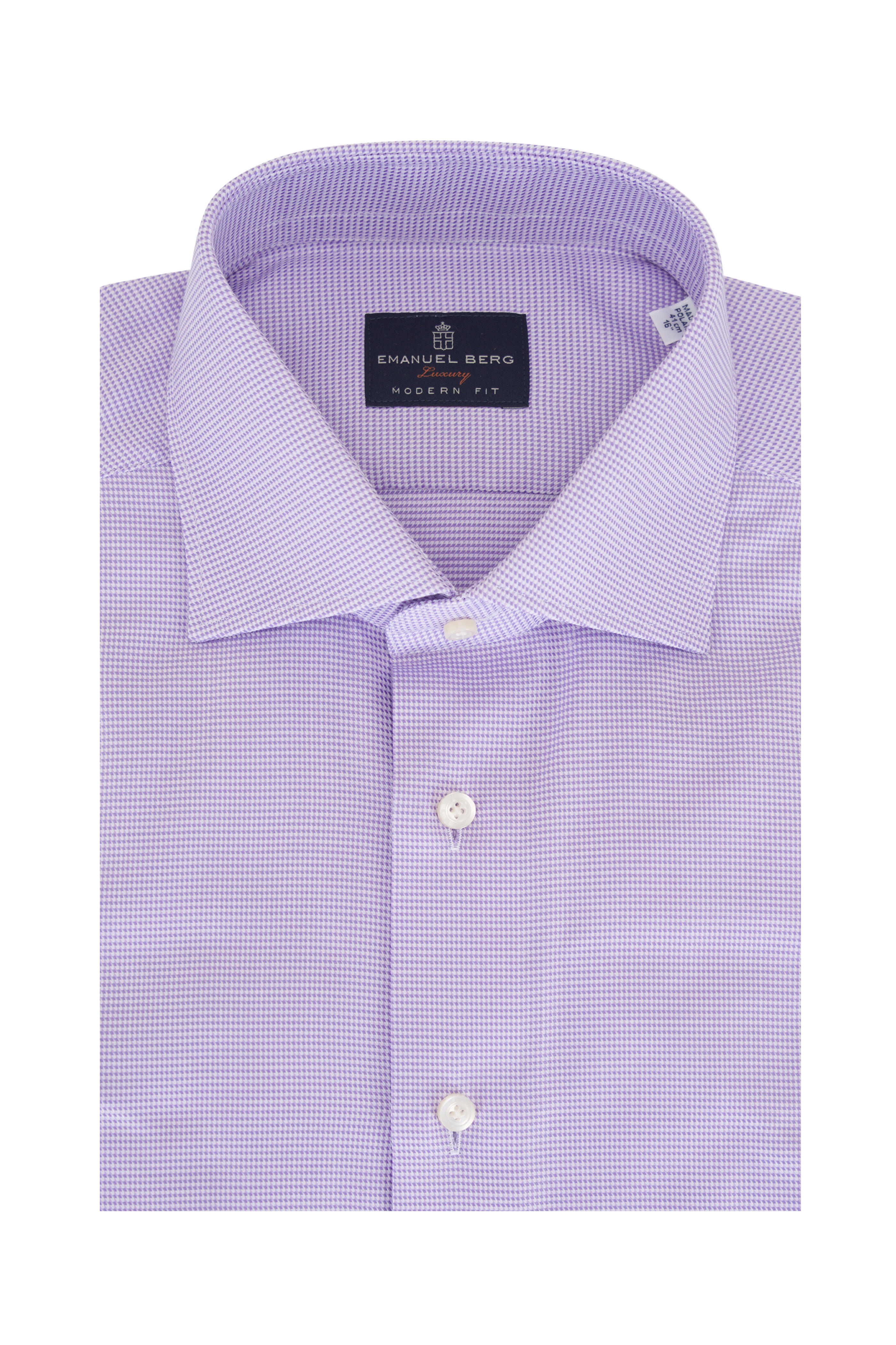 Emanuel Berg - Purple Textured Cotton Dress Shirt