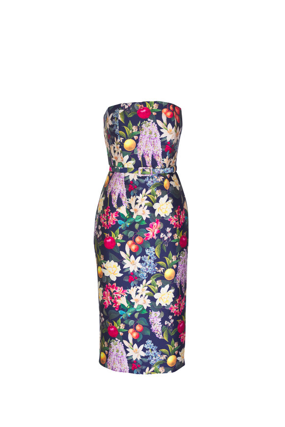 Sachin + Babi Fiore Floral Print Strapless Midi Dress
