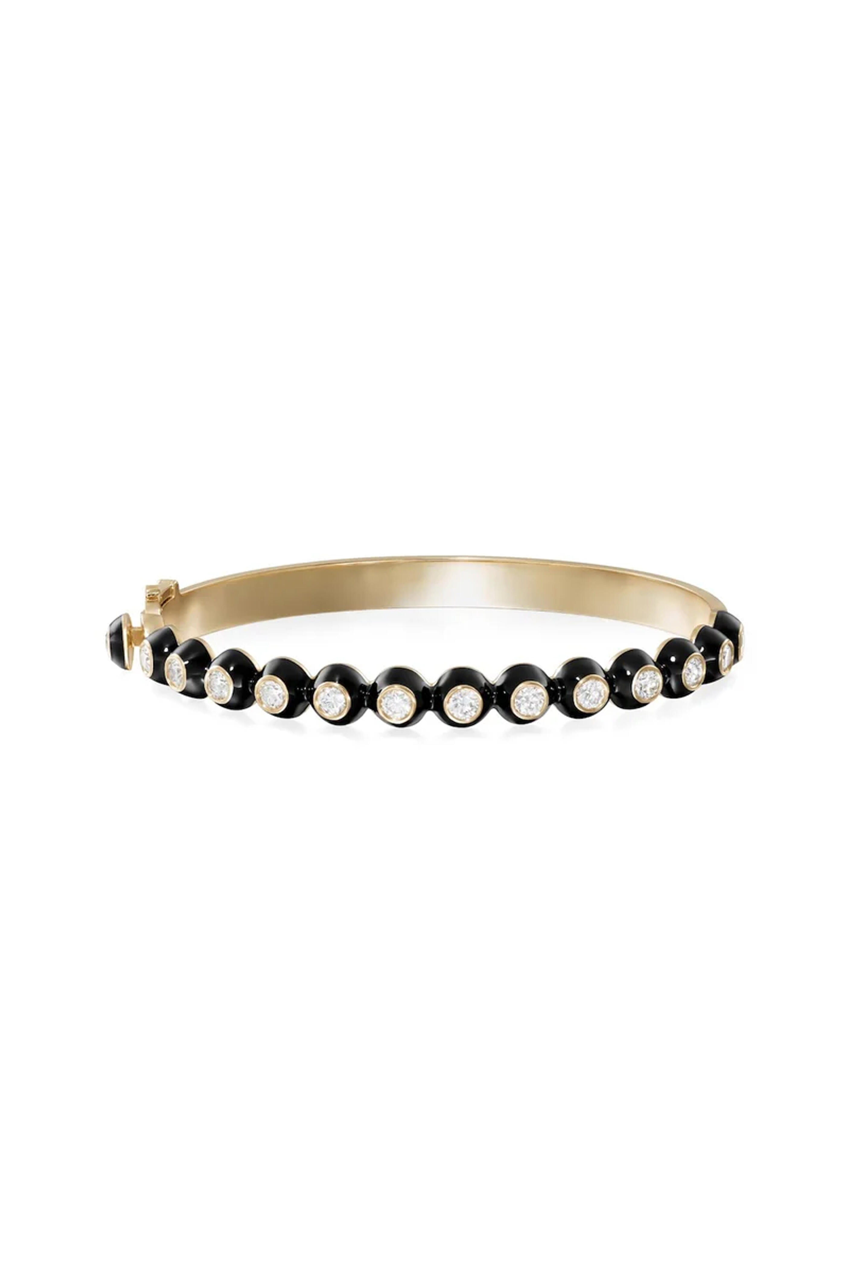 Melissa Kaye - Black Enamel Audrey Hinged Bracelet
