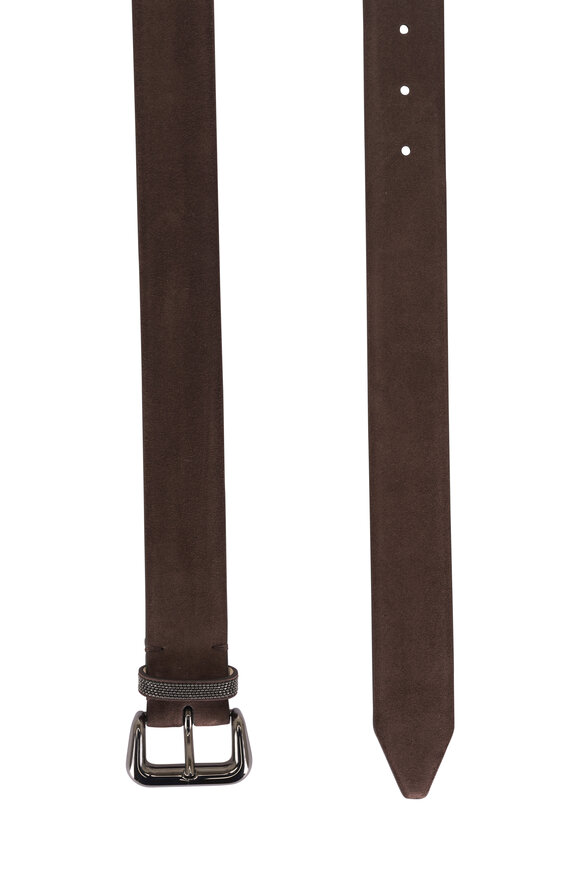 Brunello Cucinelli Espresso Suede Belt - view 2