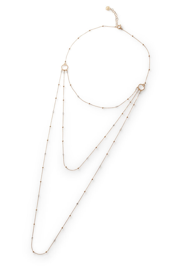 Chantecler 18k Rose Gold Diamond Triple Strand Necklace
