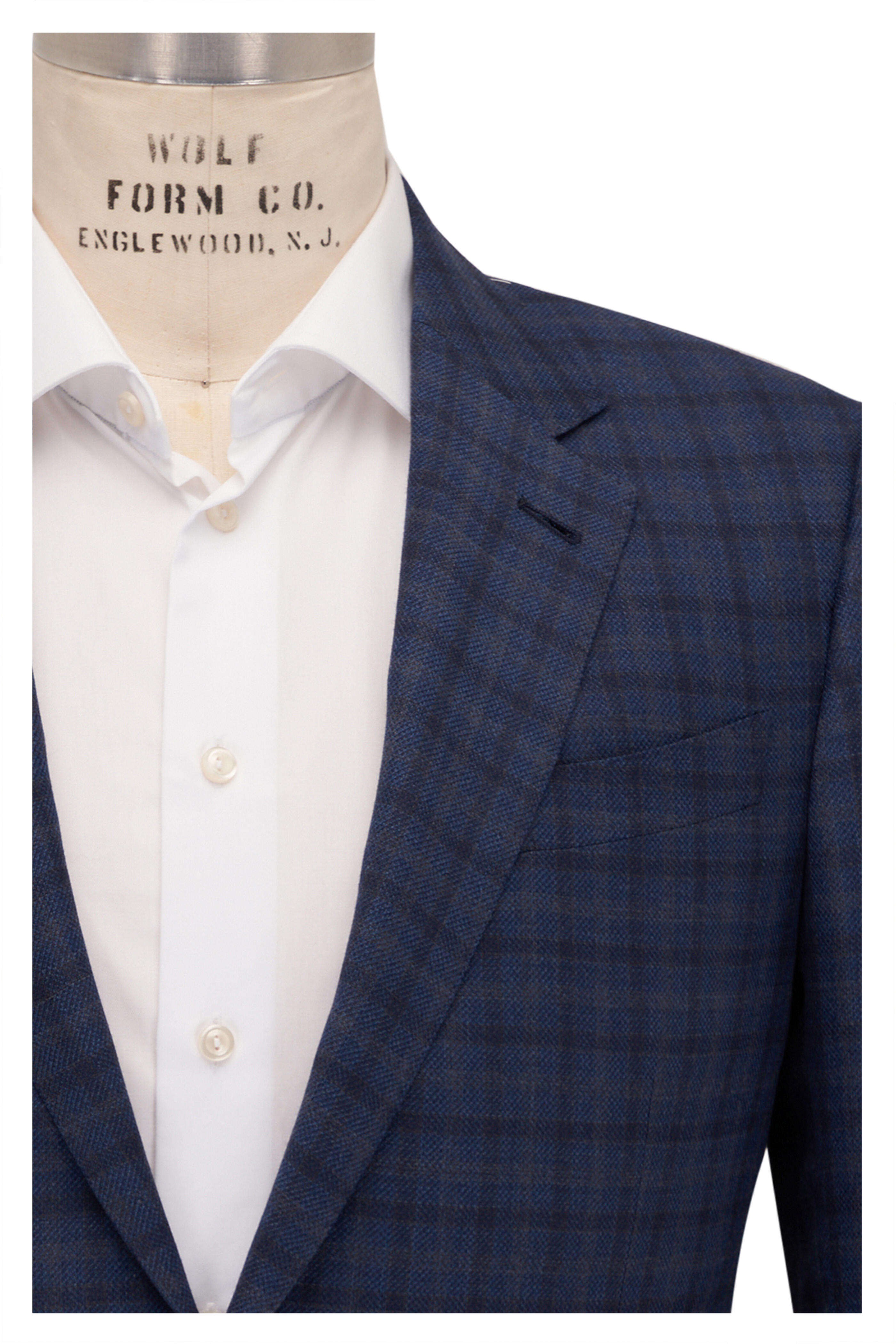Zegna - Blue & Brown Check Sportcoat | Mitchell Stores