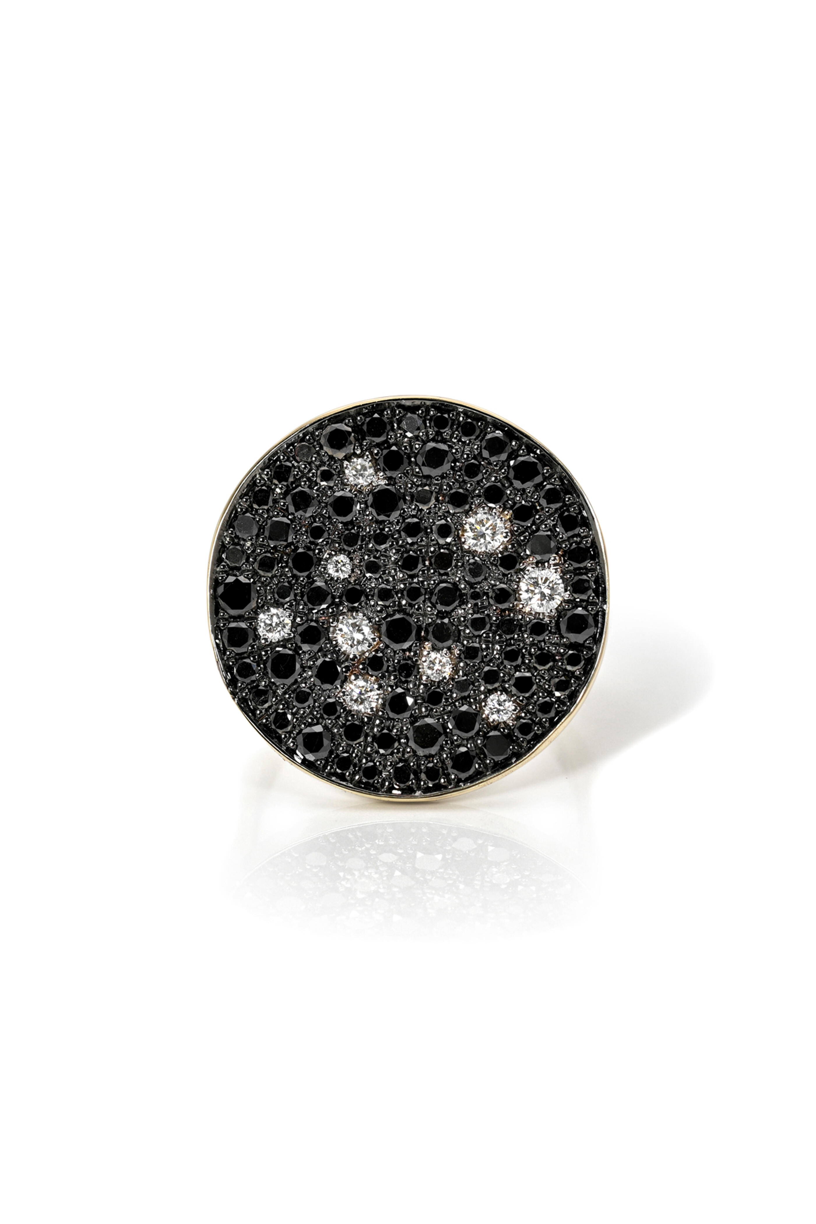 Dru - 14k Yellow Gold Black Diamond Galaxy Ring
