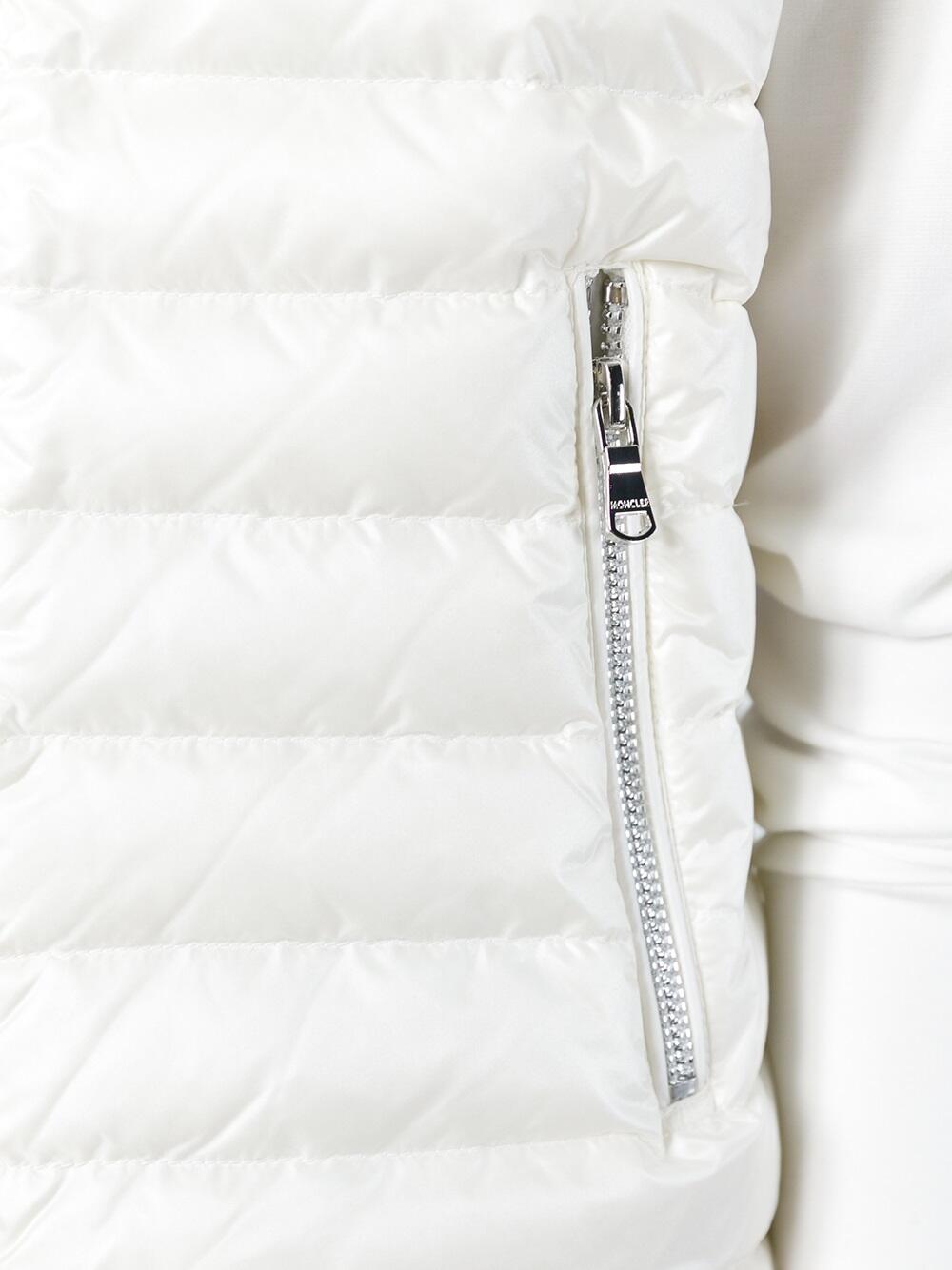 Moncler - Maglia White Flutter Hem Mixed Media Jacket