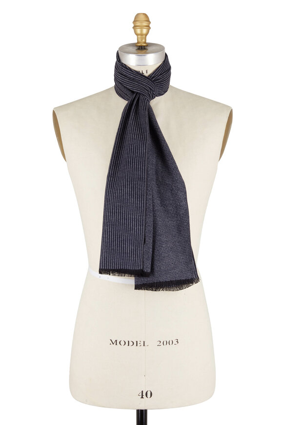 Chelsey Imports - Navy & Gray Tonal Stripe Scarf