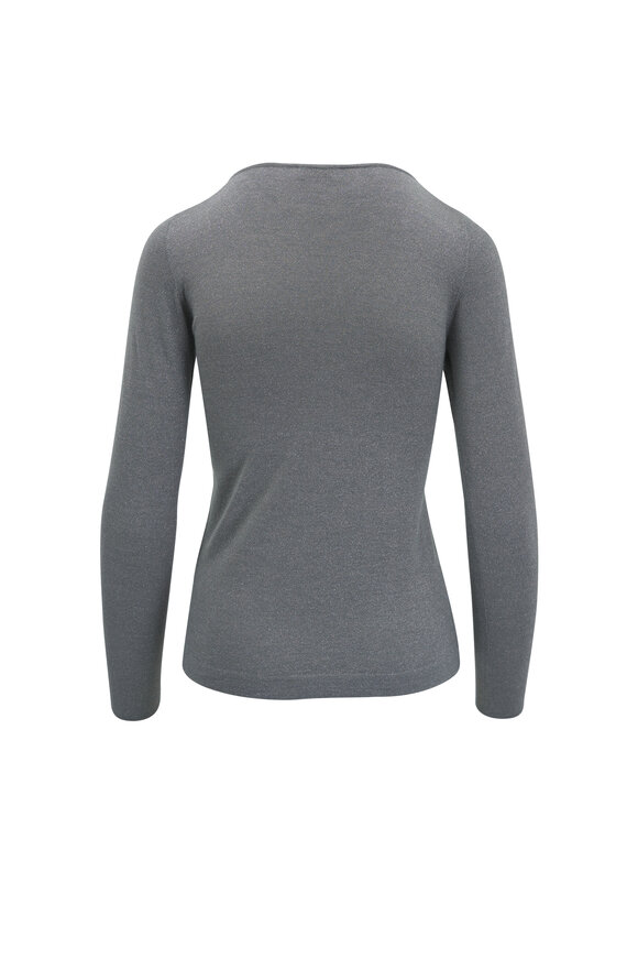 Brunello Cucinelli - Gray Metallic Boatneck Sweater