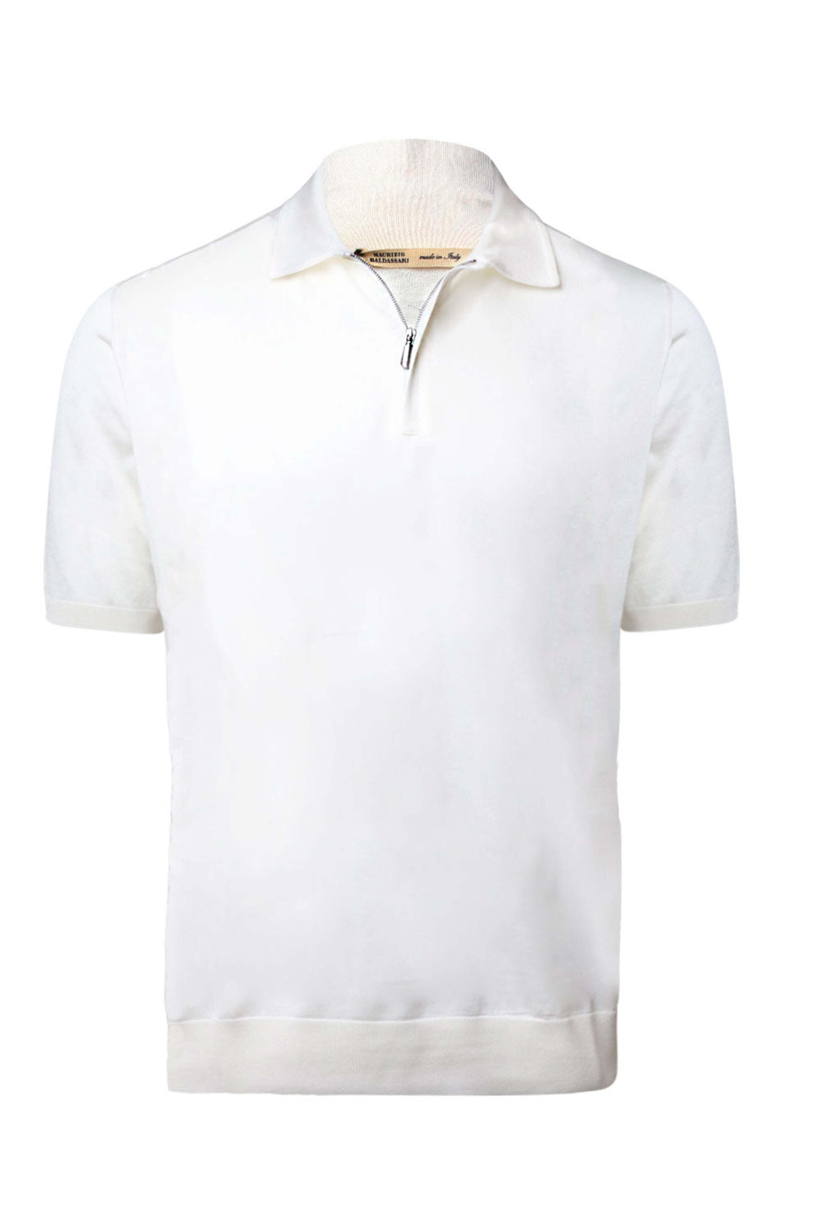 Cesare Attolini - Ivory Silk Zip Short Sleeve Polo